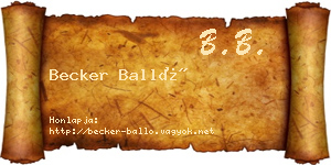 Becker Balló névjegykártya